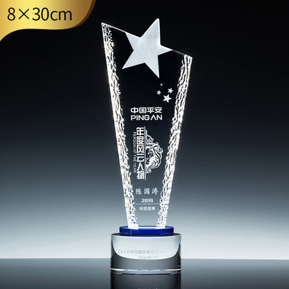 SP11 - Customizable Premium Crystal Trophy with Liuli Accents – Celebrate Excellence in Style
