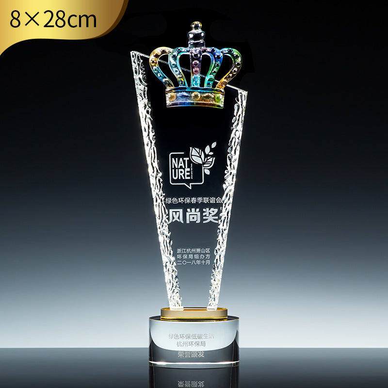 SP11 - Customizable Premium Crystal Trophy with Liuli Accents – Celebrate Excellence in Style