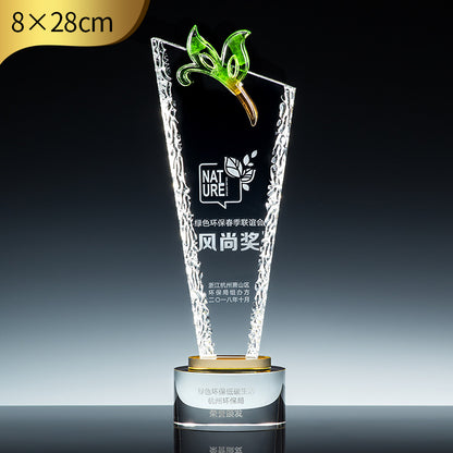 SP11 - Customizable Premium Crystal Trophy with Liuli Accents – Celebrate Excellence in Style