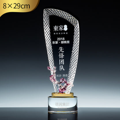 SP11 - Customizable Premium Crystal Trophy with Liuli Accents – Celebrate Excellence in Style