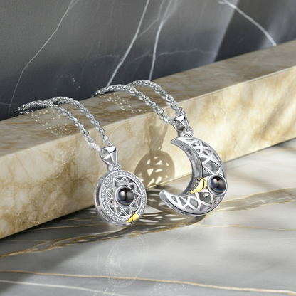 PX06 - Sun & Moon Custom Projection Necklace Set – Symbol of Eternal Connection