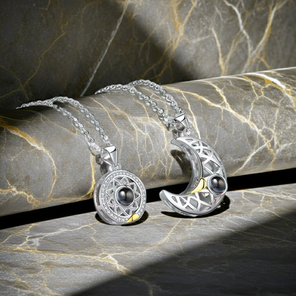 PX06 - Sun & Moon Custom Projection Necklace Set – Symbol of Eternal Connection