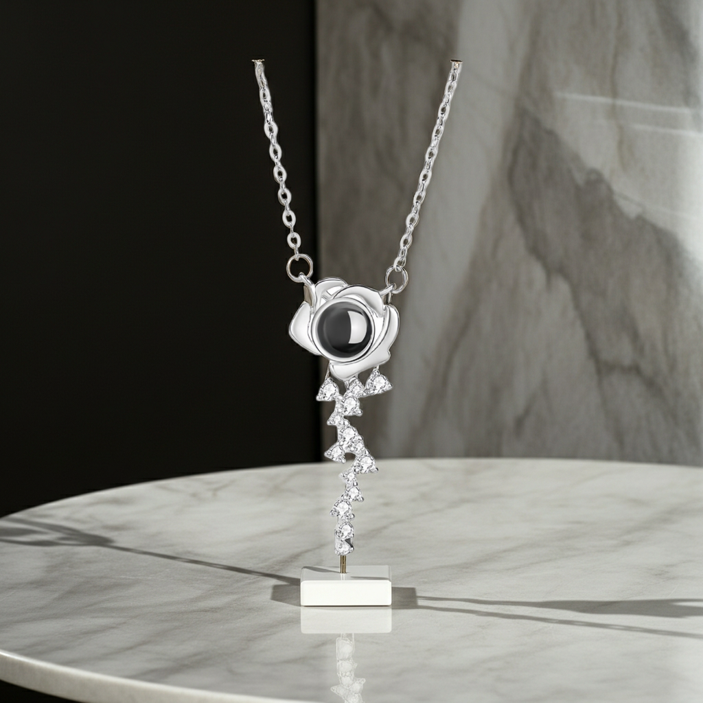 PX61 Rose Key Photo Projection Necklace