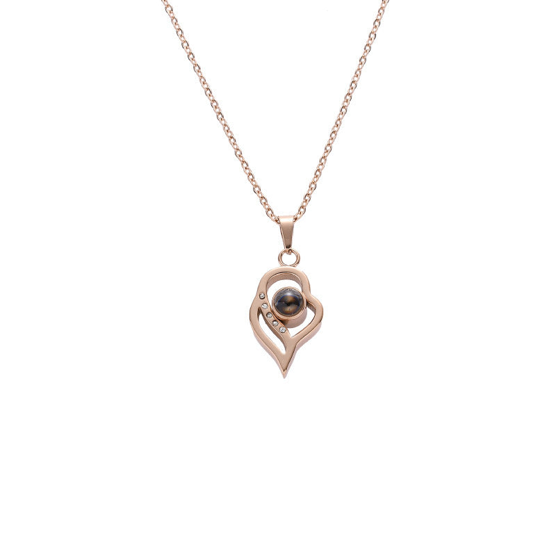 PX04 - Double Heart Custom Projection Necklace – Rose Gold, Silver, Gold