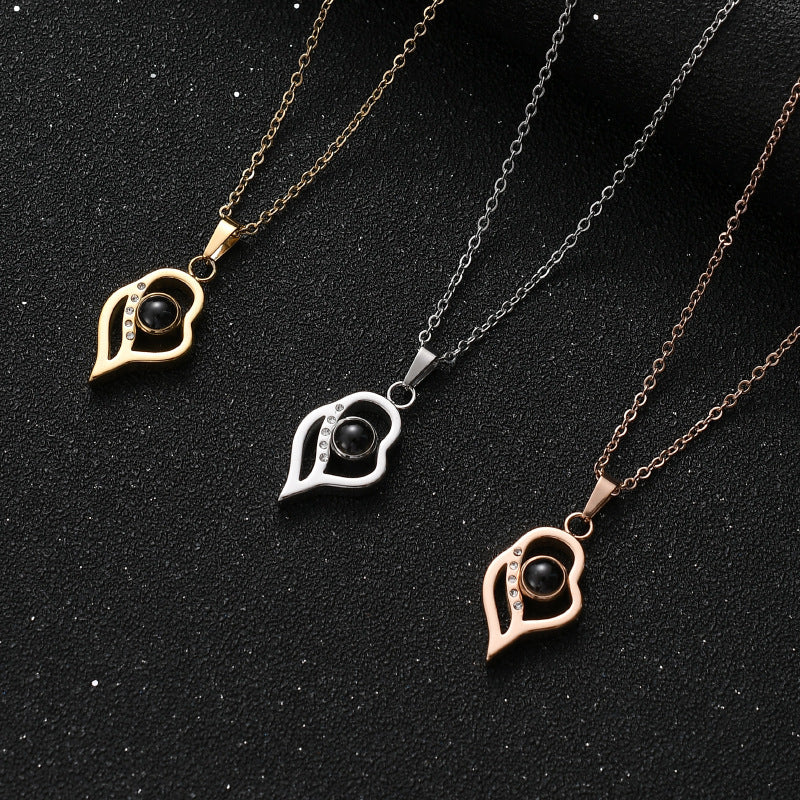 PX04 - Double Heart Custom Projection Necklace – Rose Gold, Silver, Gold