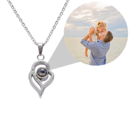 PX04 - Double Heart Custom Projection Necklace – Rose Gold, Silver, Gold