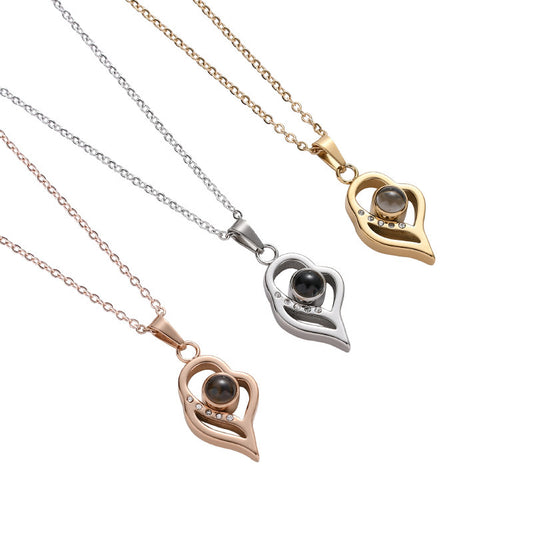 PX04 - Double Heart Custom Projection Necklace – Rose Gold, Silver, Gold