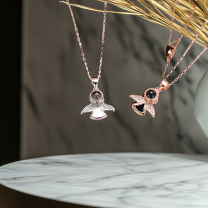 PXS100 - Silver Angel Wings Photo Projection Necklace – A Guardian of Your Memories