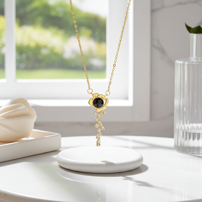 PX61 Rose Key Photo Projection Necklace