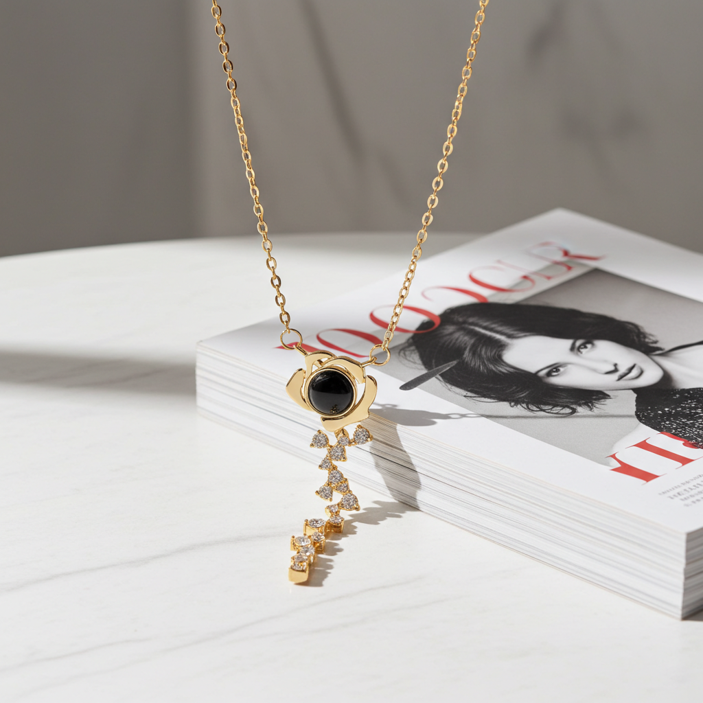 PX61 Rose Key Photo Projection Necklace