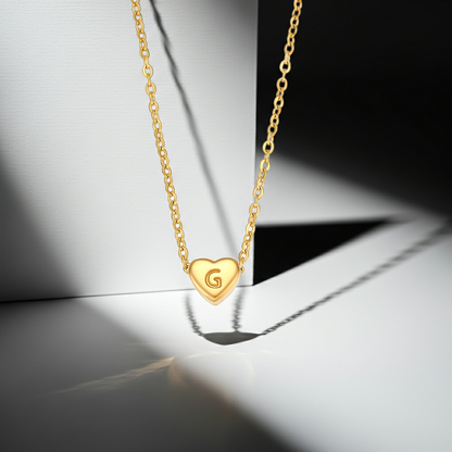 GP17 - Gold Heart Initial Necklace – Personalized Love Keepsake