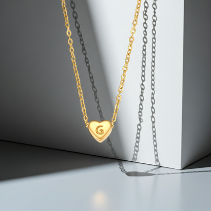 GP17 - Gold Heart Initial Necklace – Personalized Love Keepsake