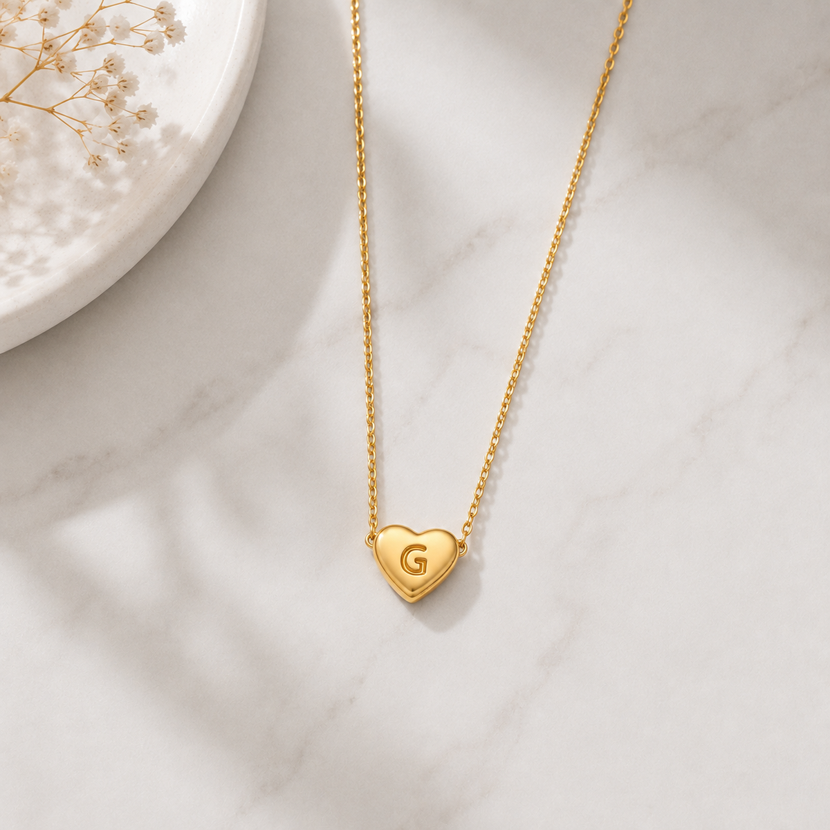 GP17 - Gold Heart Initial Necklace – Personalized Love Keepsake