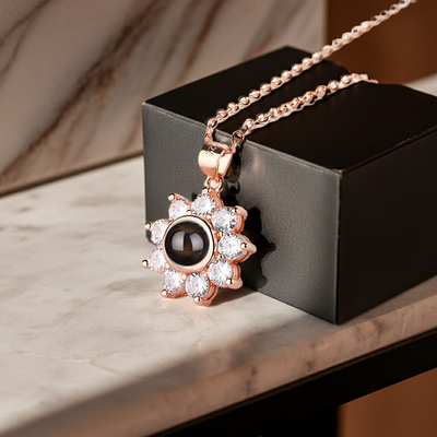 PXS109 - Echoya Sunflower Photo Projection Necklace