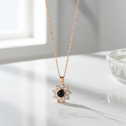 PXS109 - Echoya Sunflower Photo Projection Necklace