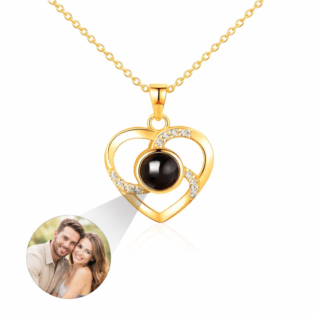 PX02 - Personalized Photo Projection Heart Necklace – Rose Gold, Silver, and Gold Colour