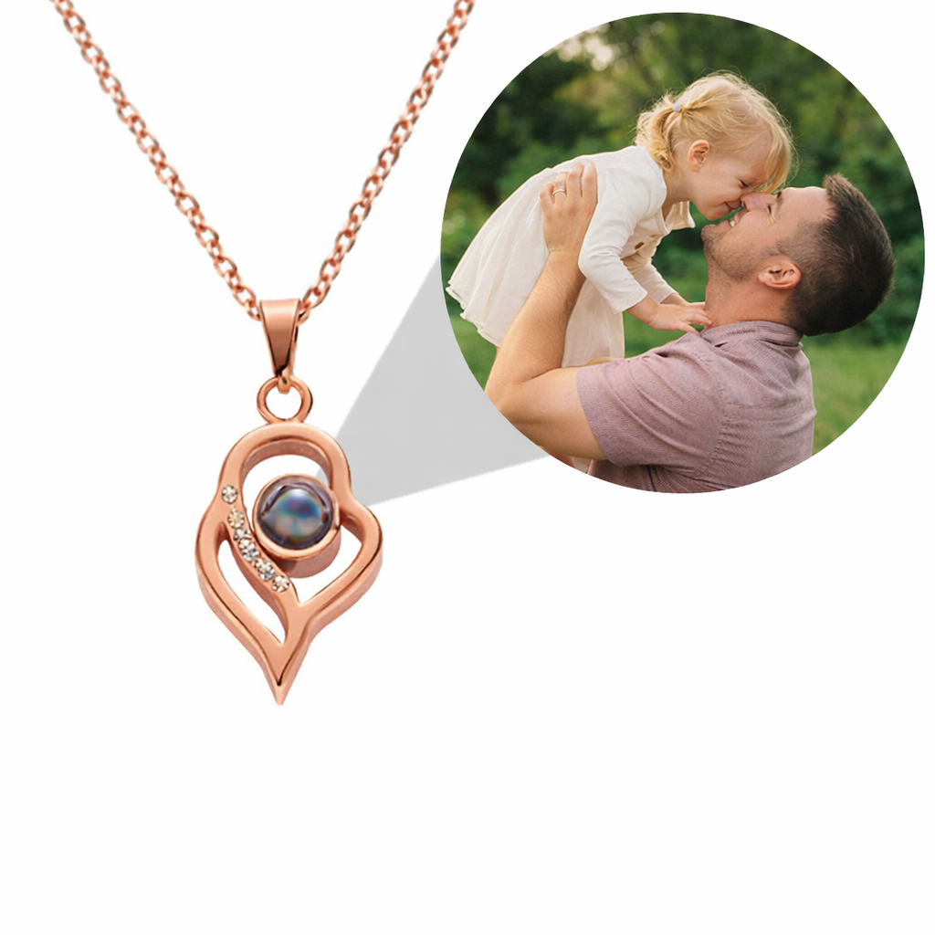 PX04 - Double Heart Custom Projection Necklace – Rose Gold, Silver, Gold