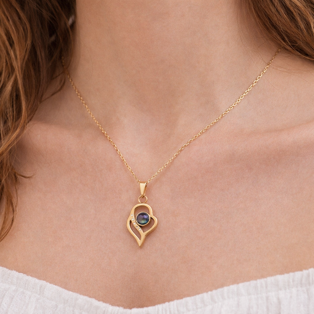 PX04 - Double Heart Custom Projection Necklace – Rose Gold, Silver, Gold