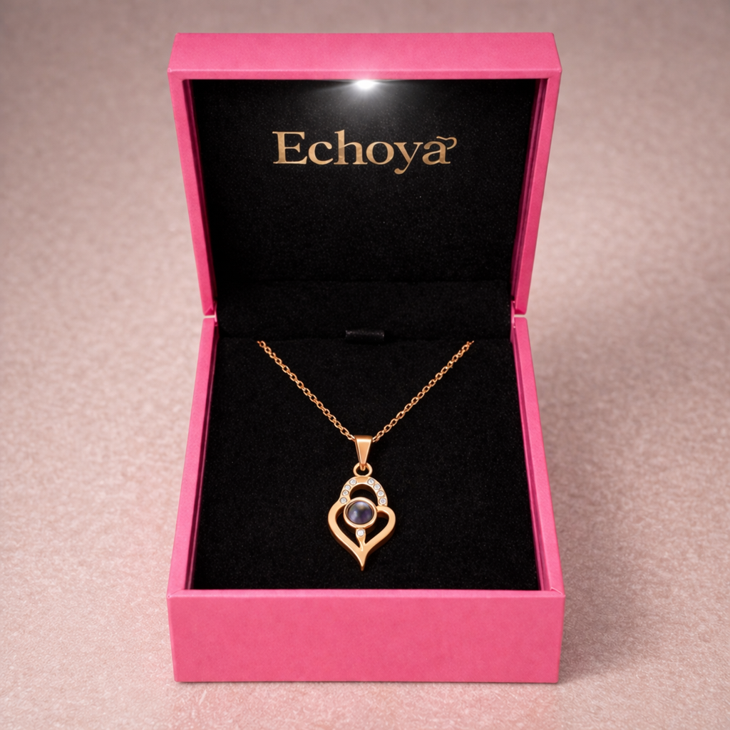 PX04 - Double Heart Custom Projection Necklace – Rose Gold, Silver, Gold