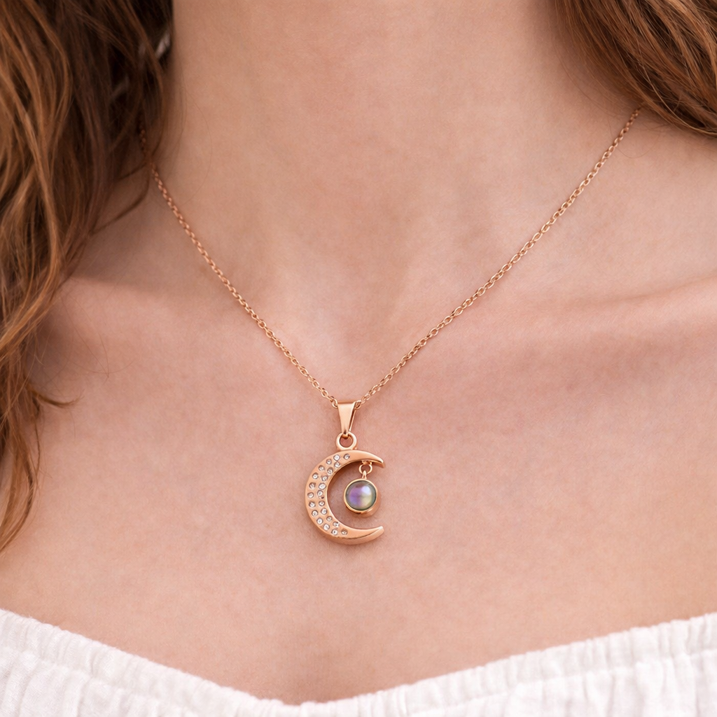 PX05 - Custom Moon Projection Necklace – Rose Gold, Silver, Gold