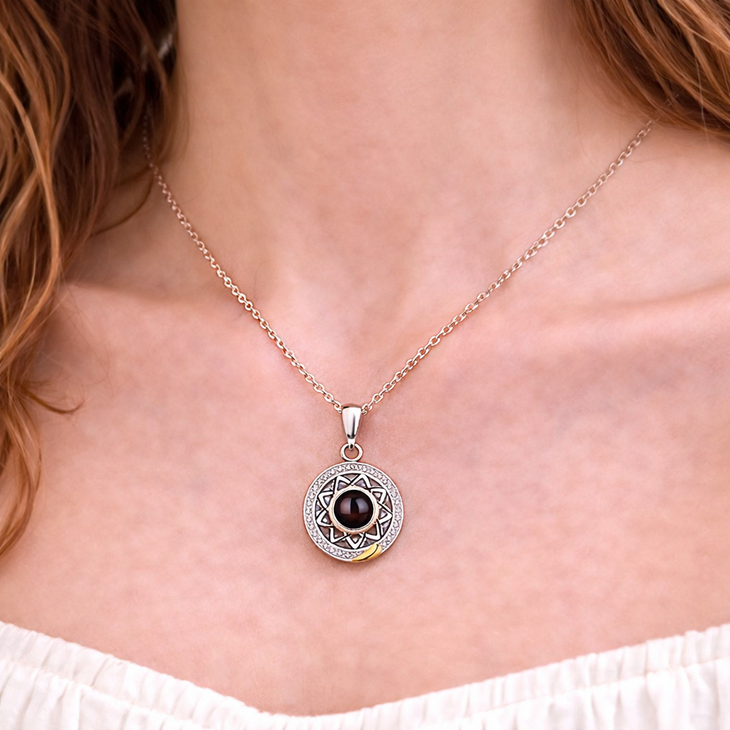 PX06 - Sun & Moon Custom Projection Necklace Set – Symbol of Eternal Connection