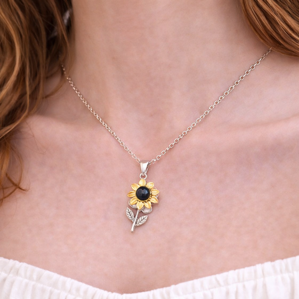 PX07 - Custom Sunflower Projection Necklace – Hidden Photo Inside (Multiple Color Options)