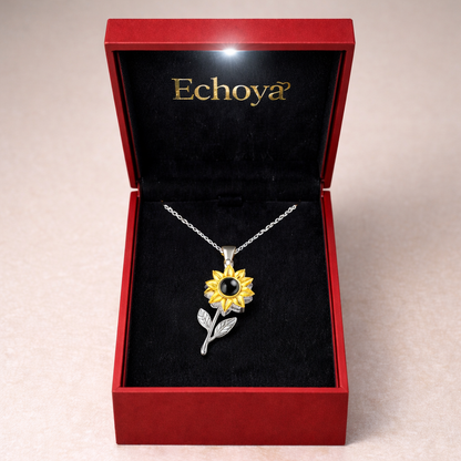 PX07 - Custom Sunflower Projection Necklace – Hidden Photo Inside (Multiple Color Options)