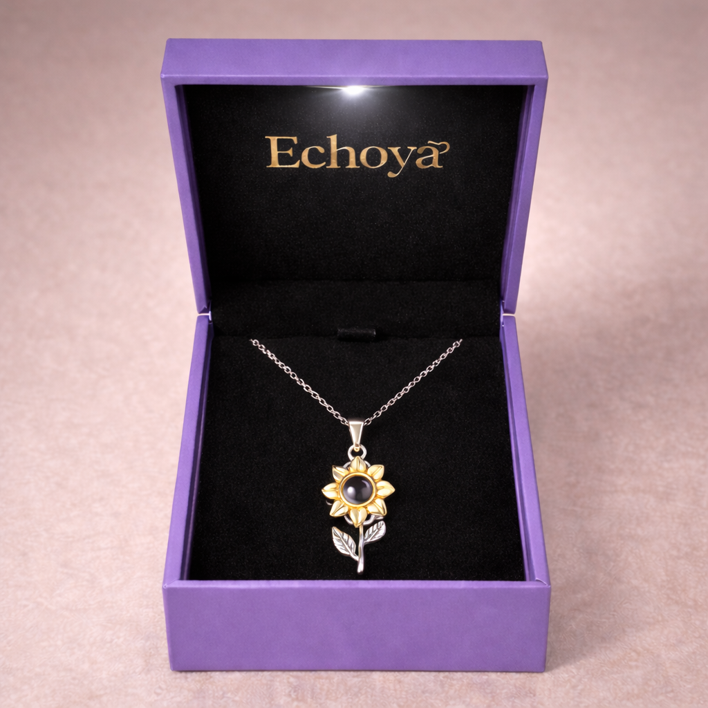 PX07 - Custom Sunflower Projection Necklace – Hidden Photo Inside (Multiple Color Options)