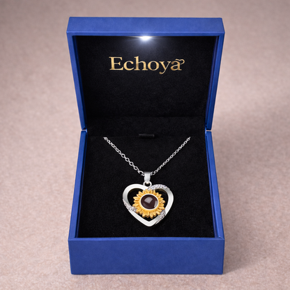 PX08 - Rotated Heart Sunflower Projection Necklace – Hidden Custom Photo Jewelry