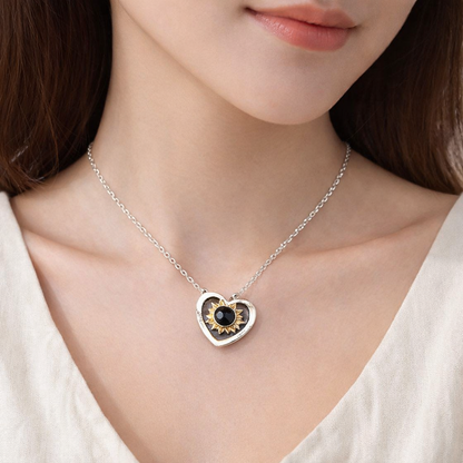 PX08 - Rotated Heart Sunflower Projection Necklace – Hidden Custom Photo Jewelry