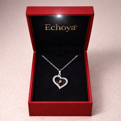 PX09 - Curved Heart Projection Necklace – Custom Hidden Photo Pendant (Silver & Rose Gold)