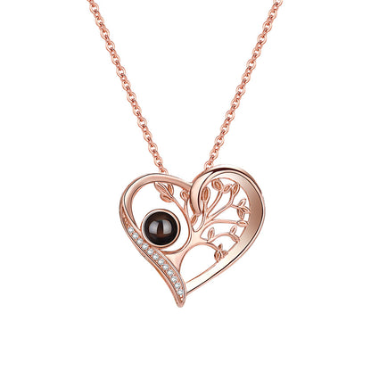 PXS101 💌 Eternal Tree of Love Projection Necklace – Silver & Rose Gold