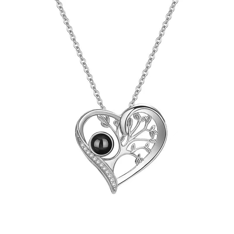 PXS101 💌 Eternal Tree of Love Projection Necklace – Silver & Rose Gold