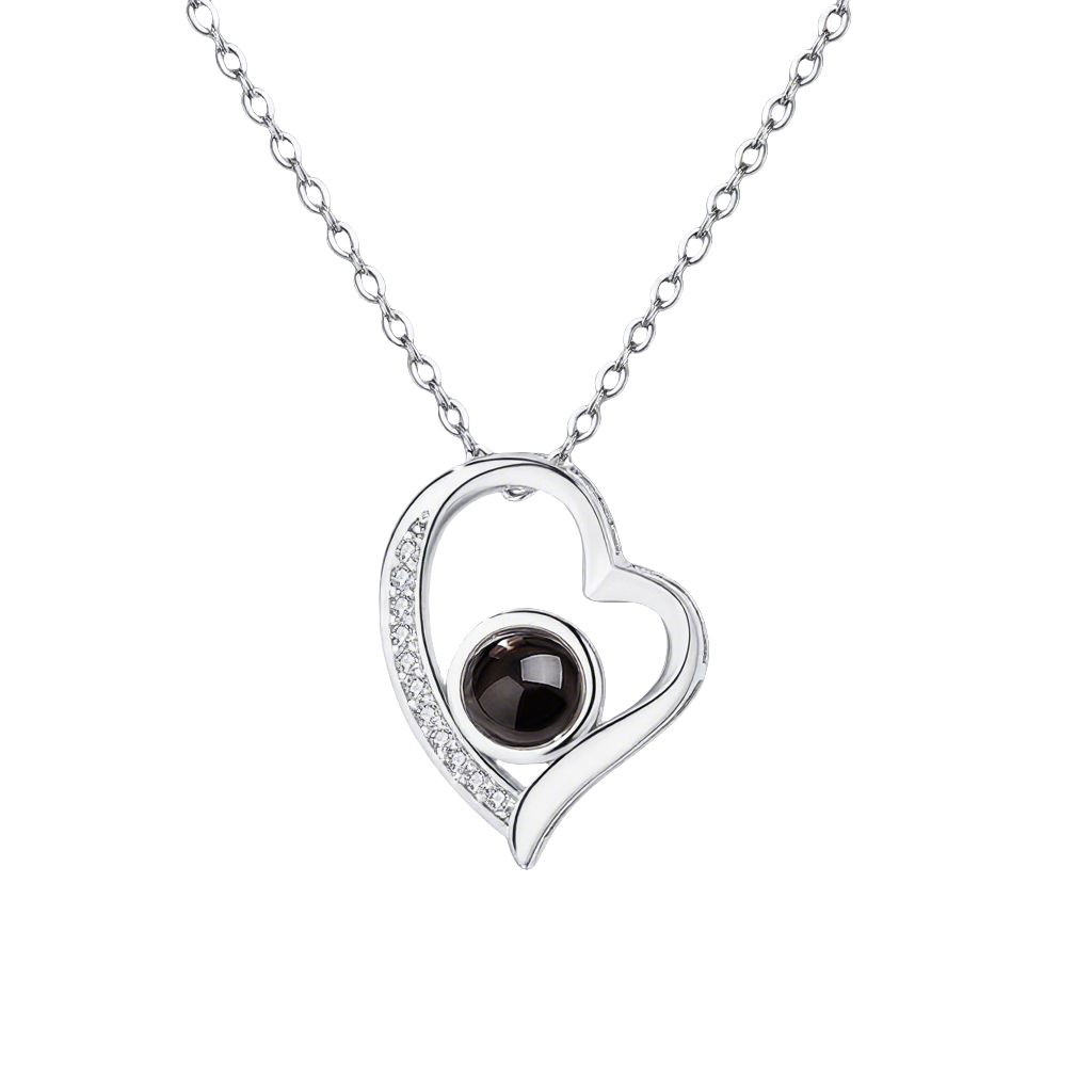PXS103 "Eternal Heart" Custom Photo Projection Necklace – Silver & Rose Gold