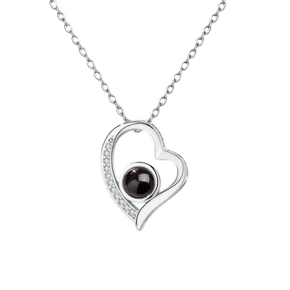 PXS103 "Eternal Heart" Custom Photo Projection Necklace – Silver & Rose Gold