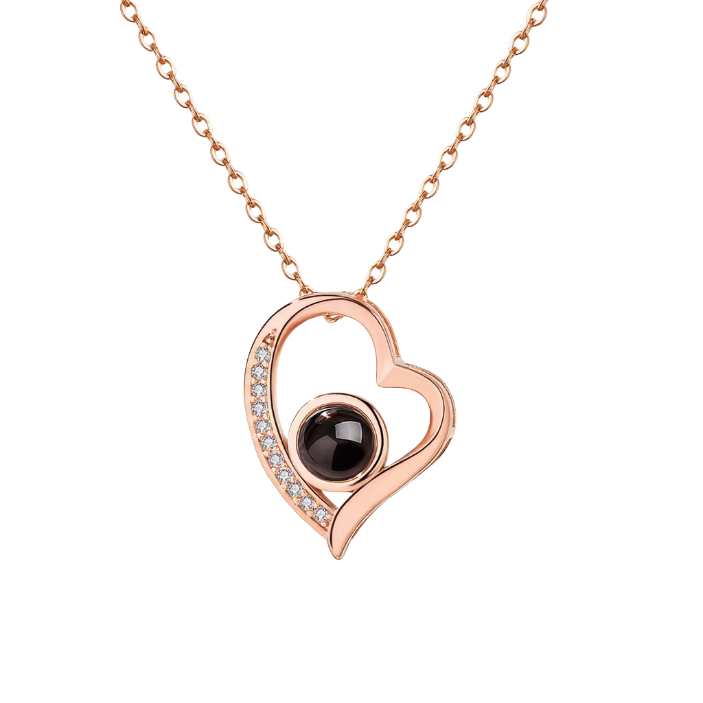 PXS103 "Eternal Heart" Custom Photo Projection Necklace – Silver & Rose Gold