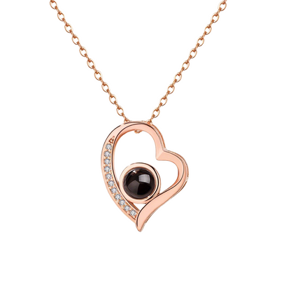 PXS103 "Eternal Heart" Custom Photo Projection Necklace – Silver & Rose Gold