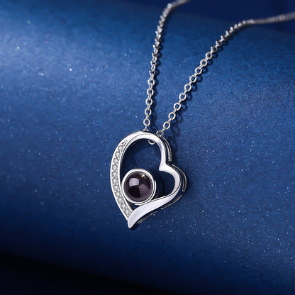 PXS103 "Eternal Heart" Custom Photo Projection Necklace – Silver & Rose Gold