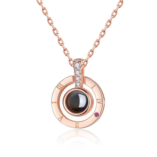 PXS105 💌 Eternal Memory Projection Necklace – Custom Photo Keepsake in Silver & Rose Gold
