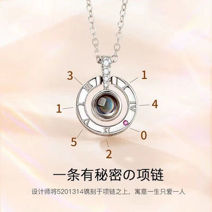 PXS105 💌 Eternal Memory Projection Necklace – Custom Photo Keepsake in Silver & Rose Gold