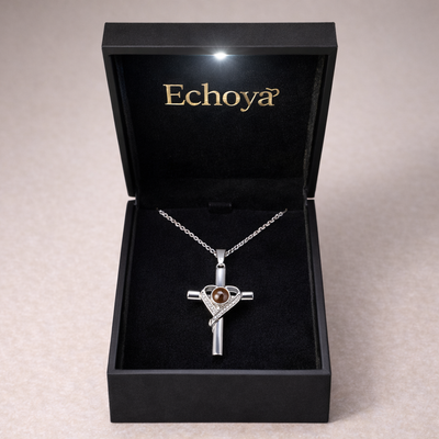 PX11 - Cross & Heart Projection Necklace – Hidden Photo Keepsake (Gold / Silver / Rose Gold)
