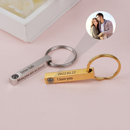 PX13 - Personalized Hidden Photo Necklace & Keychain Bar Pendant – “I Love You” Projection Gift