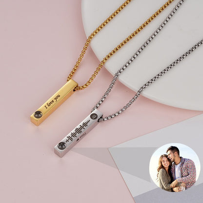 PX13 - Personalized Hidden Photo Necklace & Keychain Bar Pendant – “I Love You” Projection Gift