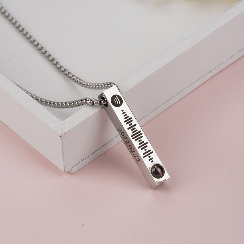 PX13 - Personalized Hidden Photo Necklace & Keychain Bar Pendant – “I Love You” Projection Gift
