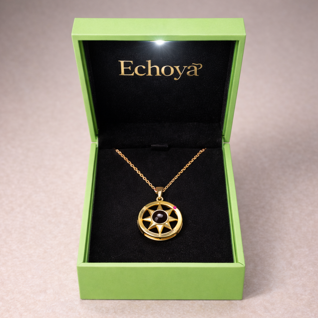 PX14 - Compass Projection Necklace - Silver, Rose Gold and Gold Color