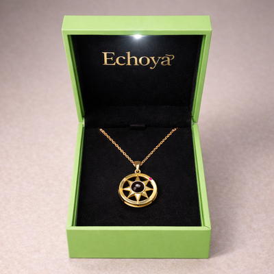 PX14 - Compass Projection Necklace - Silver, Rose Gold and Gold Color