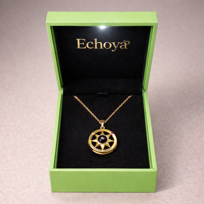 PX14 - Compass Projection Necklace - Silver, Rose Gold and Gold Color