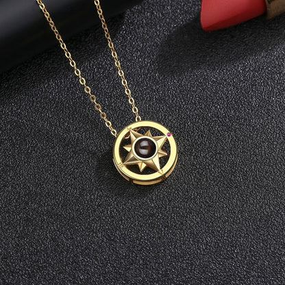 PX14 - Compass Projection Necklace - Silver, Rose Gold and Gold Color