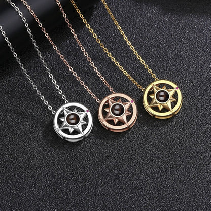 PX14 - Compass Projection Necklace - Silver, Rose Gold and Gold Color