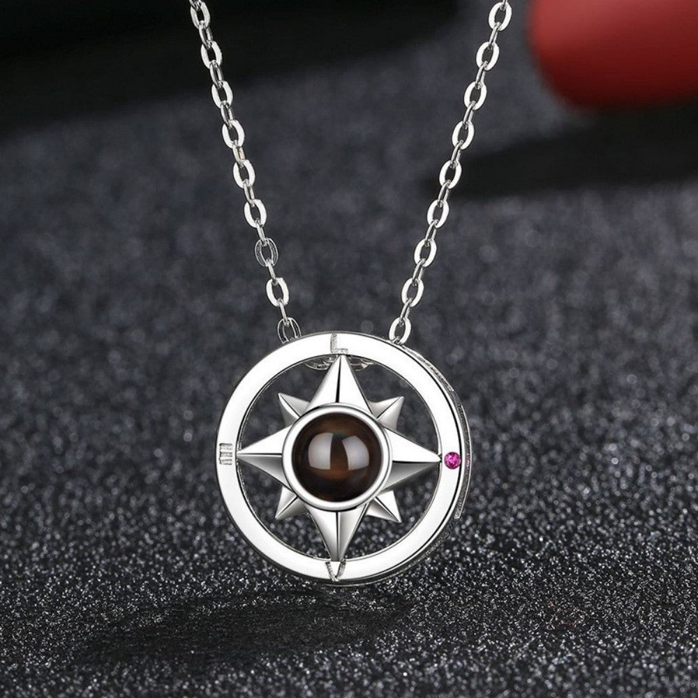 PX14 - Compass Projection Necklace - Silver, Rose Gold and Gold Color